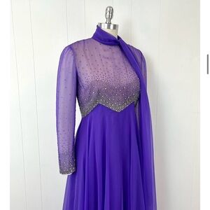 Vintage Victoria Royal Ltd Vibrant Purple Long Sleeve Dress